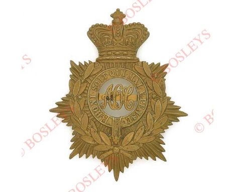 Badge. Army Ordnance Corps Victorian OR’s helmet plate circa 1896-98. A good scarce short lived first pattern die-stamped bra