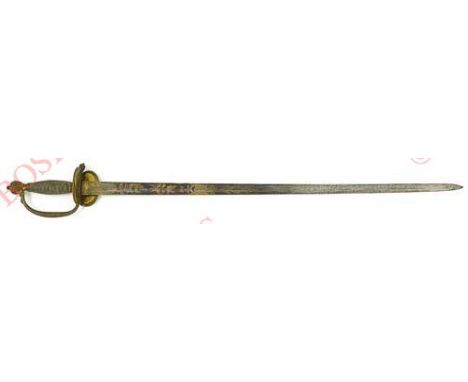 Battle of Waterloo Period British 1796 Blue & Gilt Bladed Infantry Officer’s Sword. A good example with 32 inch straight sing