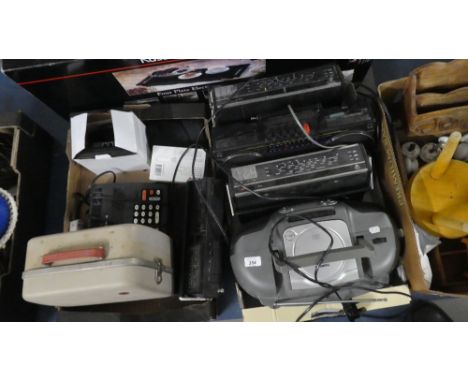 A Collection of Various Radios, Vintage Calculator, Kodak Projector, Russell Hobbs Four Plate Electric Hot Tray etc