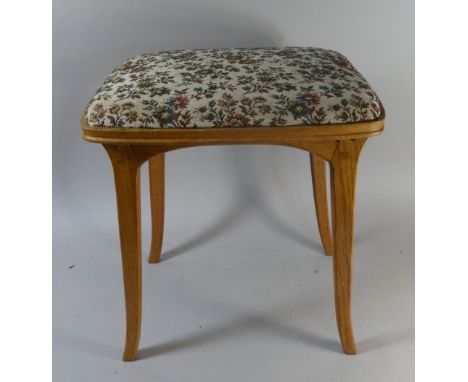 A Vintage Dressing Table Stool with Tapestry Top, 44cm Long