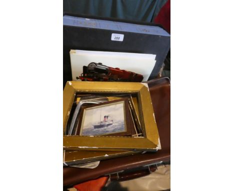 A Box of Sundries to Include Briefcase, Railway Prints, History of Man in Flight Folders etc