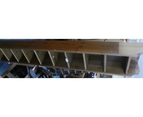 A Narrow Pine Ten Shelf Display Rack, 24cm Wide