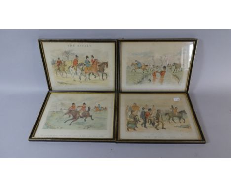 A Set of Four Framed Rivals Sporting Prints, Each 28cm Wide