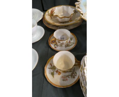 A Collection of Royal Worcester Teawares to Include Two Cups and Saucers, Cake Plate, Bowl, Wavy Rim Bowl