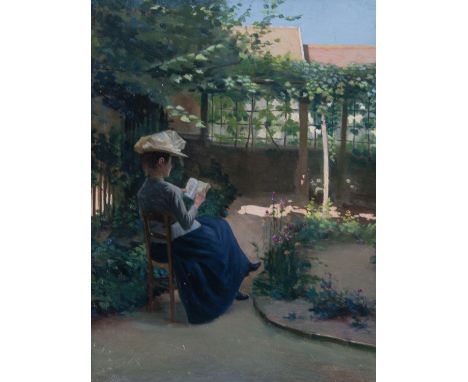 ERNEST ANGE DUEZ (FRENCH 1843-1896)Suzanne Hoschede au Jardin, oil on panel41.2 cm x 31.7 cm (16 1/4 x 12 1/2 in.)signed lowe