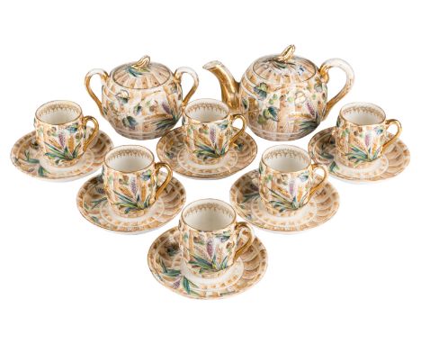 A FOURTEEN-PIECE RUSSIAN PORCELAIN TEA-SET, KHRAPUNOVA-NOVAGO PORCELAIN FACTORIES, LATE 19TH CENTURYcomprising: six cups and 