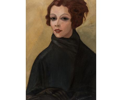 SERGEI SOUDEIKINE (RUSSIAN 1883-1946)Portrait of the Actress Elena Balieva-Komissarjevskaya, oil on panel59 x 42.5 cm (23 1/4
