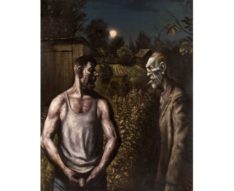 VASILY SHULZHENKO (RUSSIAN B. 1949)Aren't you dead, Ivan?!, 1992oil on canvas150 x 120 cm (59 x 47 1/4 in.)signed lower right
