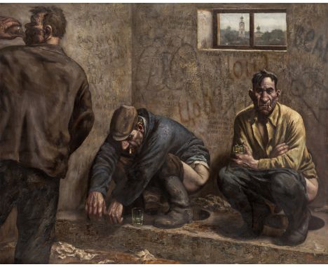 VASILY SHULZHENKO (RUSSIAN B. 1949)Public Toilet, 1991/1999oil on canvas120 x 150 cm. (47 1/4 x 59 in.)signed lower right; si