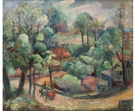 NICOLAI IVANOVICH VASILIEFF (RUSSIAN-AMERICAN 1892-1970)Rural Landscape with Side Road, oil on panel53 x 60.5 cm (20 7/8 x 23