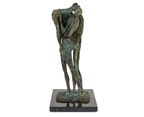 ANTONIO PUJIA (ARGENTINIAN B. 1929)Lovers, bronze with light green patinaheight: 38 cm (15 in.) without basesigned on base, w