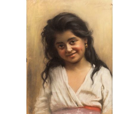 EUGENE DE BLAAS (ITALIAN 1843-1932)Portrait of a Gypsy Girl, 1880spastel on paperboard47 x 35.5 cm (18 1/2 x 14 in.)signed an