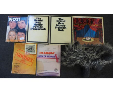 Two Monty Python books, two Goodies books, a Not The Nine O'Clock News publication, a Monty Python record and a Spit the Dog 