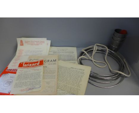 Ephemera relating to magic tricks and magician's equipment (rope, cup and balls and rings) 