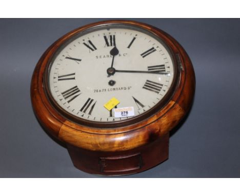 A Victorian stained wood dial clock, by Searle &amp; Co, 33 cm diameter