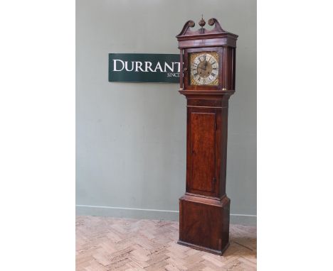 A mid 19th Century mahogany long cased clock, brass dial unsigned with date window, 17" x 84"