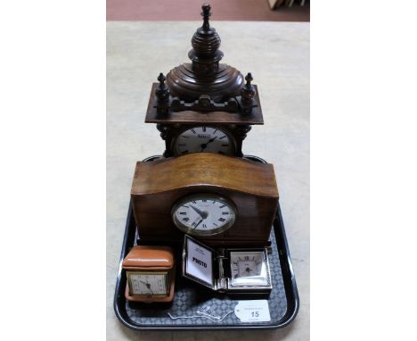 A mahogany case mantle clock, dial marked Davall London, 12 1 1/2" high together with a Turn and Bonner mantle clock, a LSM t