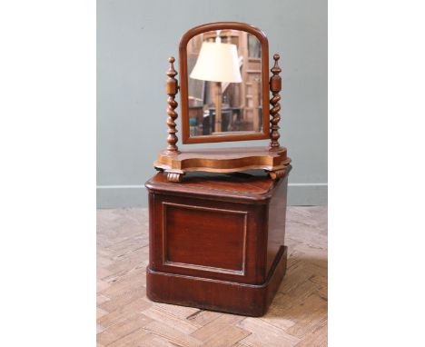 A Victorian mahogany swing mirror plus a Victorian mahogany commode