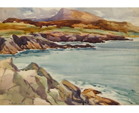 Robert Taylor Carson HRUA (1919-2008) MUCKISH MOUNTAIN FROM BREAGHY HEAD, COUNTY DONEGAL watercolour signed lower left; inscr