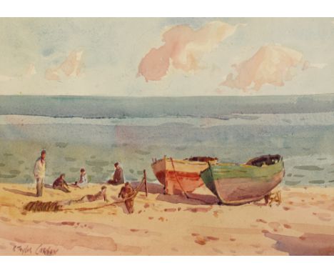 Robert Taylor Carson HRUA (1919-2008) FISHERMEN'S GOSSIP, COSTA DEL SOL watercolour signed lower left; inscribed with title o