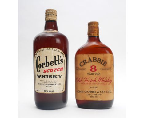 Corbett's Scotch Whisky and Crabbie Old Scotch Whisky. A bottle of Corbett's Scotch Whisky, distilled and matured in Scotland