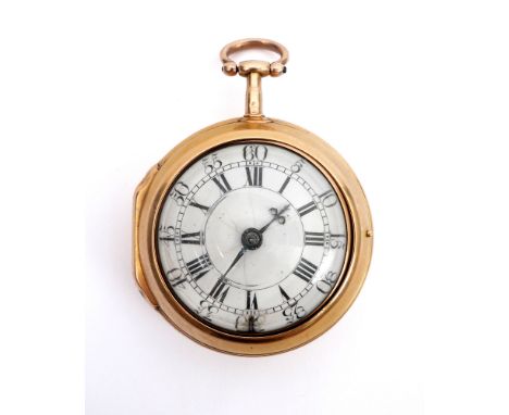 18th century Irish gold pocket watch by Charles Craig. A George III Irish, 18ct gold, pair cased pocket watch, white enamel d