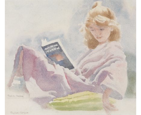 Robert Taylor Carson HRUA (1919-2008) GIRL READING watercolour signed lower left; inscribed with title on reverse Estate of t