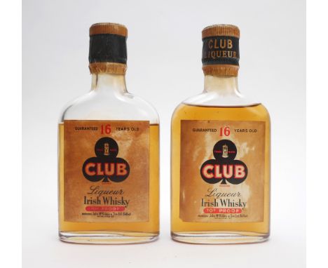 McKibbin's Club Liqueur Irish whisky. Two bottles (approximately 7 fl oz) of Club Liqueur Irish Whisky. Bottled circa 1940. G