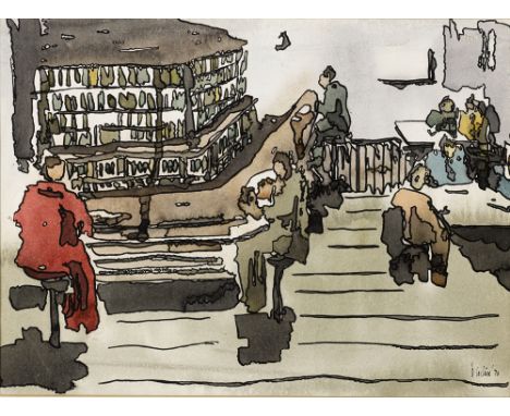 Colm Ó Cochláin (1929-1995) BAR SCENE, 1970 ink and watercolour signed and dated lower right Estate of Judge Desmond Windle I