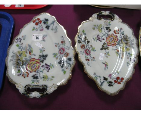 An Ashworth Ironstone Tureen, Cover and Stand, in the Imari palette; two heart shaped bon bon dishes. (5)