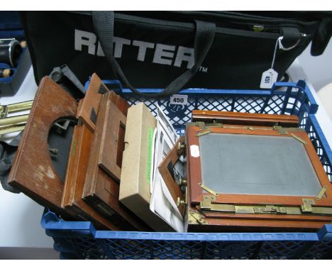 J. Lancaster &amp; Sons Mahogany and Brass Bellows Camera; together with plates.