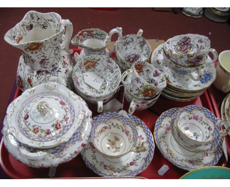 A Mid XX Century C.J. Mason Porcelain Sucrier, trio and cup and saucer and other later 'Tapestry' teaware:- One Tray