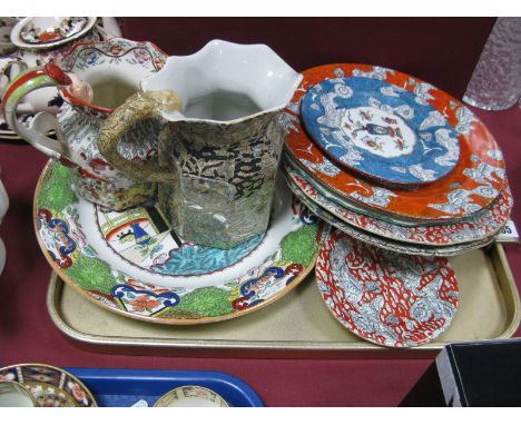 An Ashworth Ironstone Plate, with Chinoiserie decoration; a Mason's Hydra jug and other items similarly decorated:- One Tray