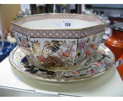 A Mason's 'Siam' Octagonal Bowl, no. 55 /1000 (boxed), a plate in the same pattern and an Aynsley 'Imperial' pedestal plate. 
