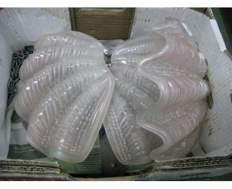 An Art Deco Shell Ceiling Light, in frosted glass and chrome. 