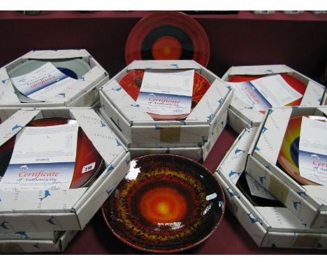 Poole Pottery, 'Alignment of the Planets' Chargers, designed by Alan Clarke, featuring all nine planets - Jupiter, Mars, Merc