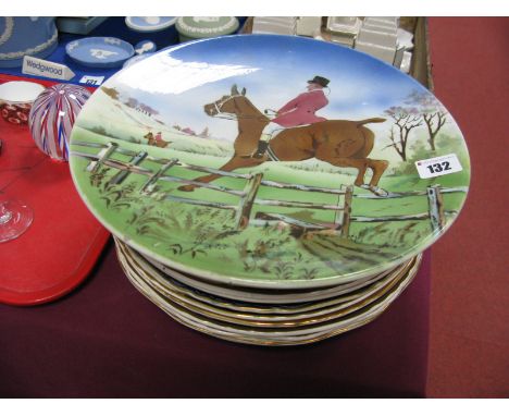 A c.1930's Pottery 'Hunstman' Wall Plaque; Wedgwood Blythe Colour Works Ltd 'Shade' plate; ten Mason's plates in various patt