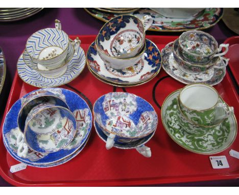 A Collection of XIX Century and Later Trios, cups and saucers, etc:- One Tray