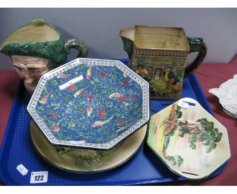 Doulton 'The White Hart Inn At Southwalk' Jug, 'Auldmac' character jug, Gaffers plate, etc:- One Tray