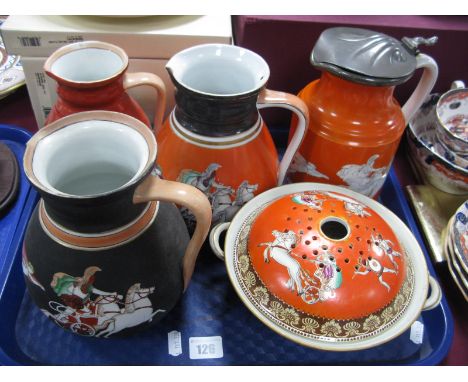 A XIX Century Ashworth Greek Figural Jugs, water jug, bowl, etc:- One Tray
