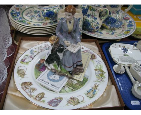 A Rockingham China Figure of Beatrix Potter, no. 207 of a limited edition of 750; together with a Wedgwood Beatrix Potter pla
