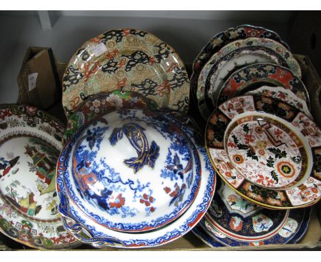 Ironstone Tureen and Cover, Ashworth and Mason's table plates:- One Box