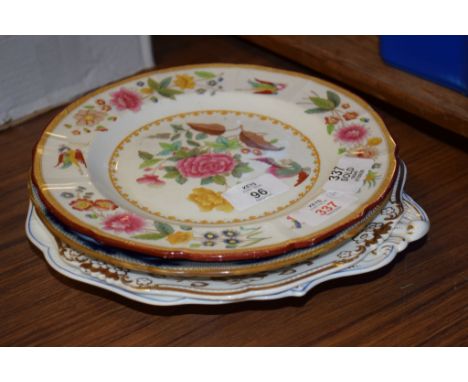 GROUP OF POTTERY ITEMS INCLUDING SPODE AND ENGLISH PORCELAIN PLATES, POSSIBLY 19TH CENTURY COALPORT