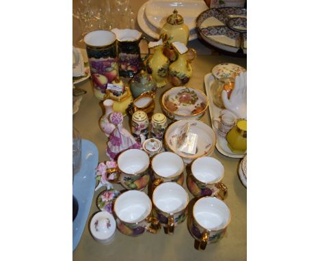CHINA WARES AND VASES DECORATED WITH A PRINT OF FRUIT