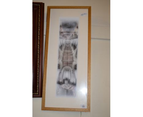 FRAMED PRINT DEPICTING A CHURCH INTERIOR