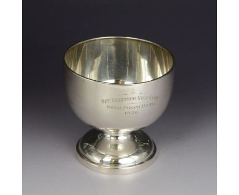 1930s silver pedestal bowl, of plain circular form with presentation engraving to body, upon a stepped domed foot, hallmarked