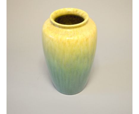 RUSKIN POTTERY, a baluster vase, designed by William Howson Taylor, with cream and green glaze, impressed triangular mark dat