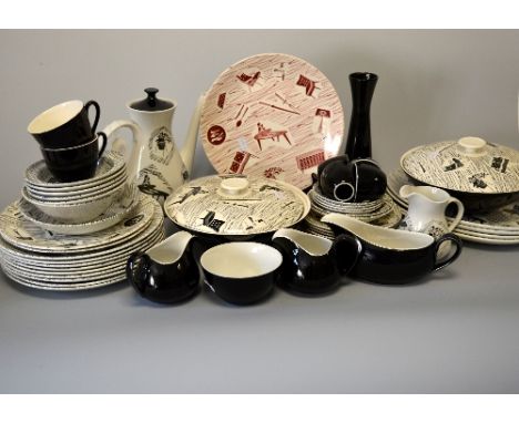 RIDGWAY HOMEMAKER RETRO 1950'S PART TEA/DINNERWARES, designed by Enid Seeney, to include nine dinner plates, four oval platte