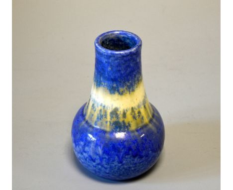 RUSKIN POTTERY, a crystalline vase, designed by William Howson Taylor, blue and cream glaze, impressed triangular mark dated 