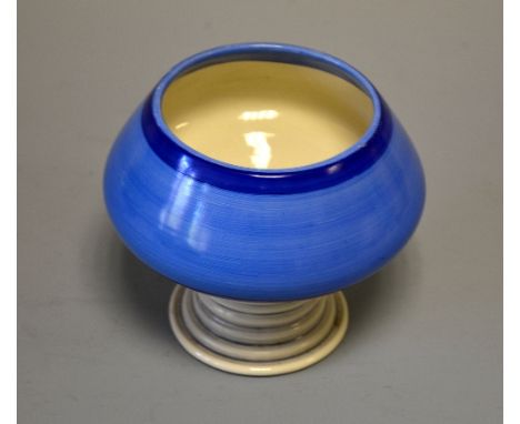 CLARICE CLIFF FOR WILKINSON LTD 'MILANO' BIZARRE FOOTED BOWL, in blue and grey, black printed factory mark and made in Englan